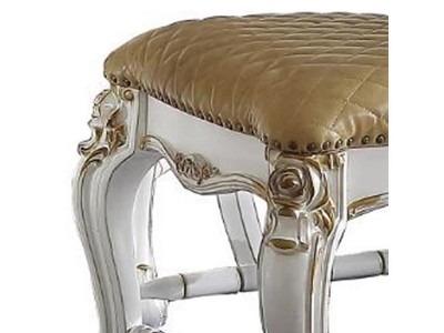 Antique Pearl & Butterscotch PU Upholstered Counter Chair with Nailhead Trim