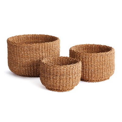 Plum & Post Seagrass Cylindrical Baskets, Set Of 3