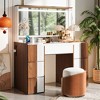 Whisen 44" Elegant Vanity Table with Large Lighted Mirror, Power Outlet, 7 Drawers and Shelves - 2 of 4