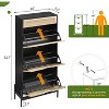 Rattan Shoe Storage Cabinet (3 Flip Drawers + 1 Drawer)，Freestanding Narrow Rack with Metal Legs,Ideal for Entryway - 2 of 4