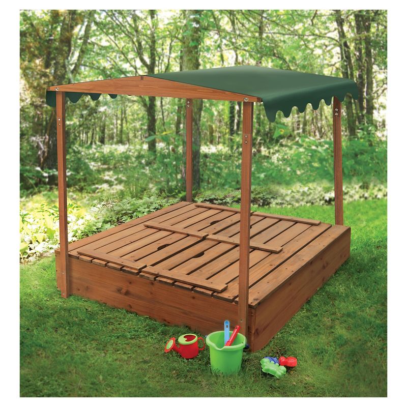 Badger Basket Covered Convertible Cedar Sandbox with Canopy and Two Bench Seats, 5 of 6
