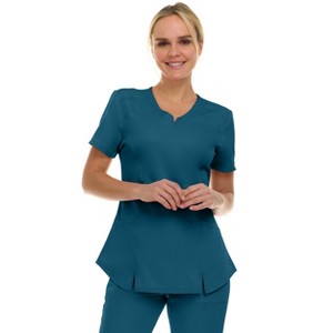 Medichic Scrubs Women's V-Neck Notch Fashion Stretch Scrub Top with Two Pockets, Flex Easy Care Fabric - 1 of 4