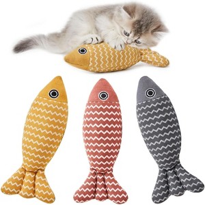 Potaroma Cat Toys Fish, 3 Pcs Crinkle Sound Catnip Toys Soft Linen - 1 of 3