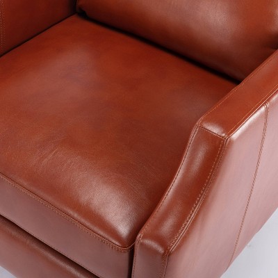 Mid-Century Caramel Leather Push-Back Recliner