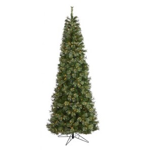 9ft. Cashmere Slim Artificial Christmas Tree with 550 Warm White Lights and 1308 Branches – Elegant Tall X-Mas Centerpiece - 1 of 4