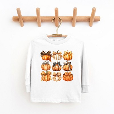 The Juniper Shop Coquette Fall Pumpkin Chart Toddler Long Sleeve Tee