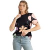 I AM A FASHION JUNKY Black Summer Flower Print Round Neck T Shirt - 3 of 4