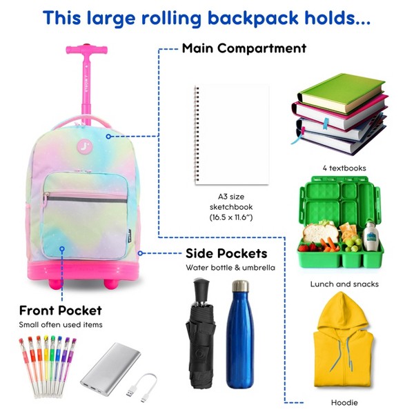 Mochila rodante para niños J World Sunrise de 18" para escuela y viajes 3