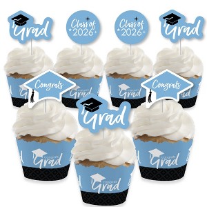 Big Dot of Happiness 2026 Light Blue Graduation Cupcake Decoration - Party Cupcake Wrappers and Treat Picks Kit - Set of 24 - 1 of 4