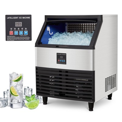Commercial Ice Maker Machine 320lbs/24H, Stainless Steel Ice Machine w/ 88lbs Large Ice Storage Capacity