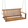 Costway 2-Seat Porch Swing Bench Acacia Wood Chair with 2 Hanging Hemp Ropes for Backyard - 4 of 4