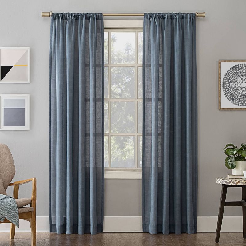 Linen Blend Textured Sheer Rod Pocket Curtain Panel - No. 918, 1 of 8