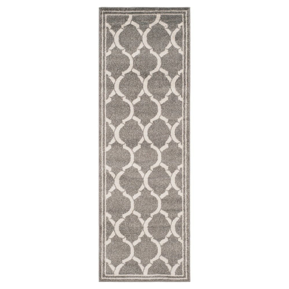 Dark Gray/Beige Geometric Loomed Runner 2'3inx9' - Safavieh