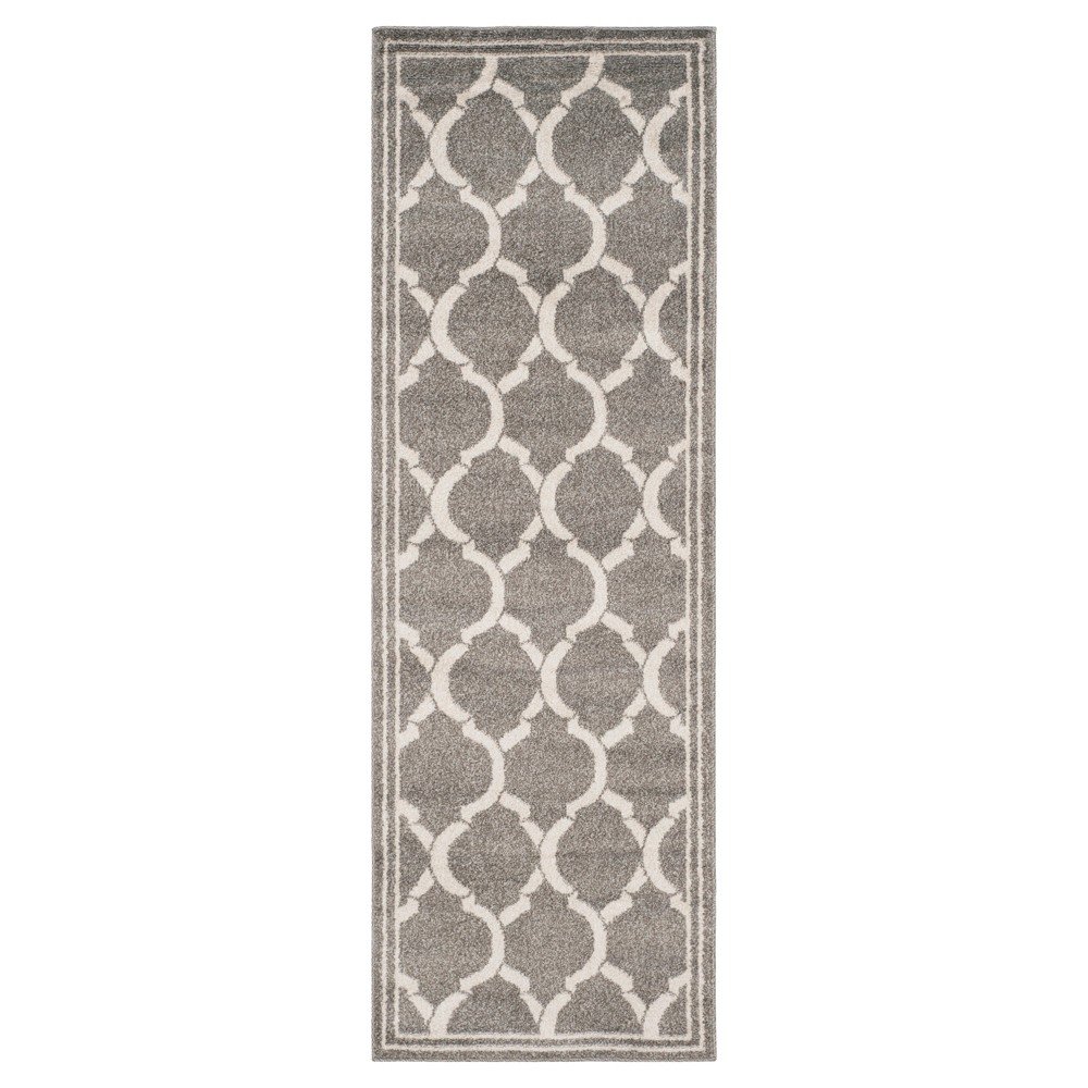 Dark Gray/Beige Geometric Loomed Runner 2'3inX7' - Safavieh