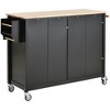 Maliang 54.3" W Kitchen Island Cart with Locking Wheels, 4 Door Cabinet and 2 Drawers,Spice Rack, Towel Rack - 2 of 4
