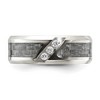 Chisel Stainless Steel Polsihed with Gray Carbon Fiber Inlay and Cubic Zirconia 8mm Band Ring - 4 of 4