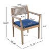 NAYSAYE Patio Dining Sets Braided Acacia Wood Dining Chairs with Cushions and Armrests for Garden Poolside, Navy and Teak, 23.25"*21.5"*32.25" - 4 of 4