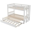 PAGED Queen over Queen Bunk Bed Modern Simple Wooden Bed Frame with 6 Lockers, Sockets, Guardrail and Ladder for Bedroom - 3 of 4