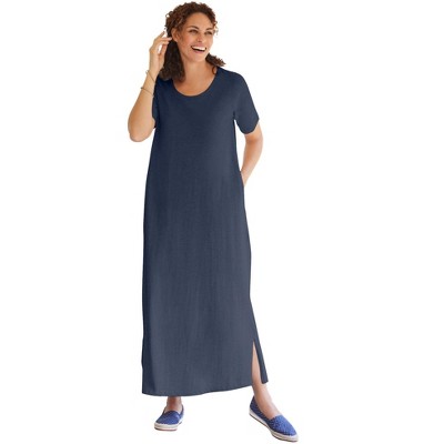 Woman Within Plus Size Perfect Short-Sleeve Scoopneck Maxi Tee Dress