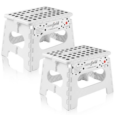 Casafield 9" Folding Step Stool with Handle (Set of 2), Collapsible Foot Stool for Kids and Adults, Use in Kitchen and Bathroom