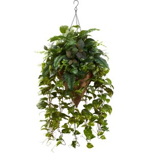 Nearly Natural Vining Mixed Greens with Cone Hanging Basket - 1 of 1