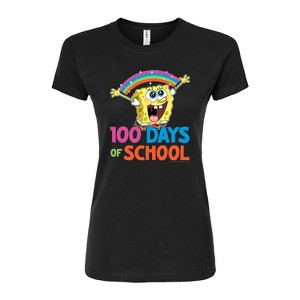 Women's - SpongeBob SquarePants - 100 Days Of School Spongebob Fitted Graphic T-Shirt - 1 of 4