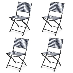 Costway Set of 4 Patio Folding Rattan Dining Chairs Camping Portable Garden - 1 of 4