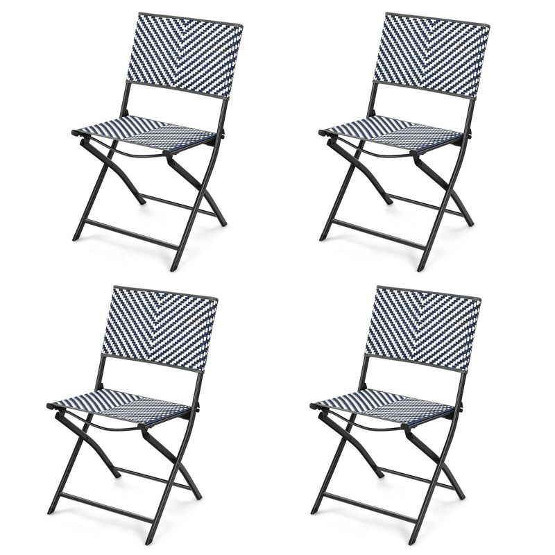 Costway Set of 4 Patio Folding Rattan Dining Chairs Camping Portable Garden, 1 of 11