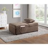 Vynxaria Modern Lift Top Storage Bench with Pull-out Bed 1pc Brown Velvet Tufted Solid Wood Furniture - 2 of 4