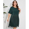 Women's Plus Size Sweetheart Neckline Dress Puff Long Sleeve A Line Slit Hem Midi Dress - 4 of 4
