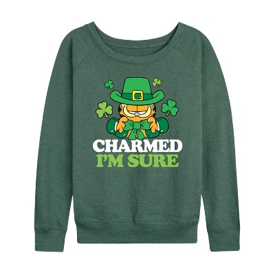 Women's - Garfield - Charmed I'm Sure Lightweight French Terry Wide Neck Long Sleeve Shirt