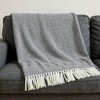 HomeRoots 55" X 70" Dark Gray And White Cotton Blend Woven Herringbone Plush Throw Blanket with Fringe - 2 of 4