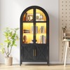 Fredees 74.8" Tall Arched Display Cabinet, 3-Tier Curio Cabinet with LED Lights & Motion Sensor, Suitable for Collectibles, Toys & Books - 3 of 4
