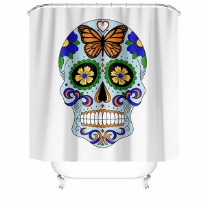 Butterfly Skull Shower Curtains for Bathroom Waterproof Fabric Bath Curtain Durable Soft Stylish Bathroom Decor 72x72 Inch - 1 of 1