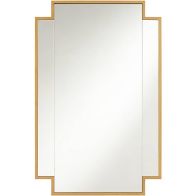 Noble Park Rectangular Vanity Decorative Wall Mirror Modern Cut Edge Lush Antique Gold Wood Frame 26" Wide for Bathroom Bedroom