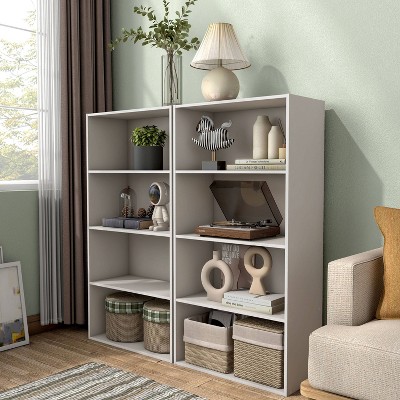 Quincy Taupe Grey 4-Tier Stackable Composite Bookcase