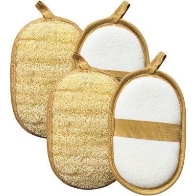 4 pack Natural Loofah Exfoliating Body Scrubber Jordanian Natural Loofah Sponge Exfoliates Face & Body