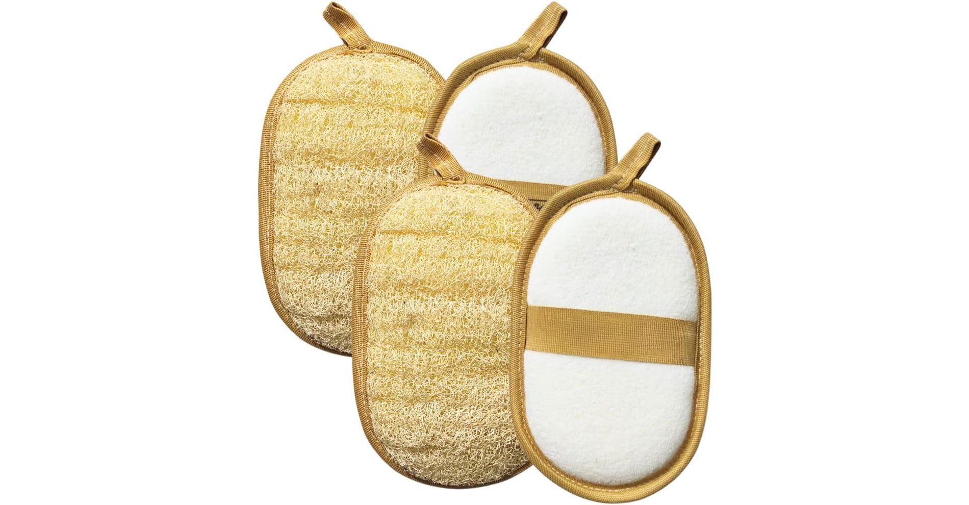4 pack Natural Loofah Exfoliating Body Scrubber Jordanian Natural Loofah Sponge Exfoliates Face & Body