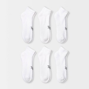 Women's Extended Size Cushioned 6pk Ankle Athletic Socks - All In Motion™ White 8-12 - 1 of 3