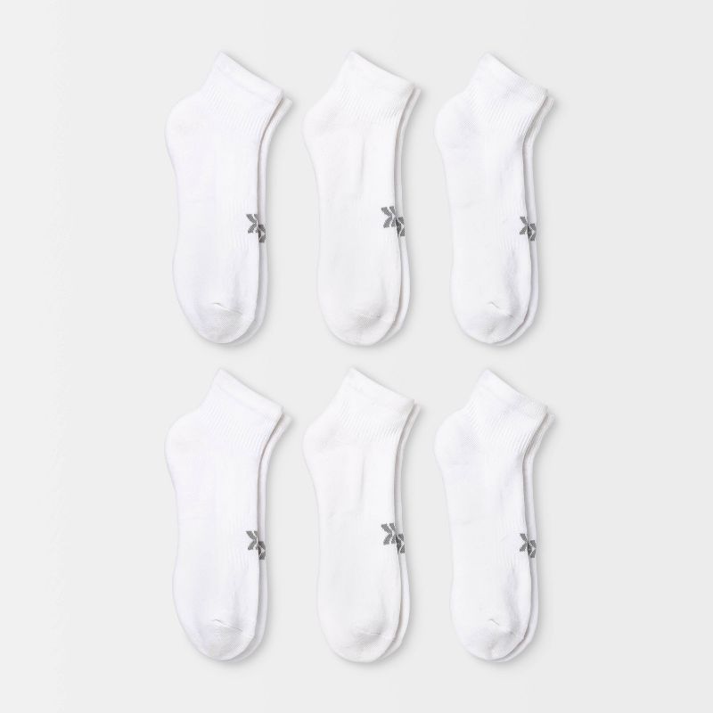 Women&#39;s Extended Size Cushioned 6pk Ankle Athletic Socks - All In Motion&#8482; White 8-12, 1 of 5