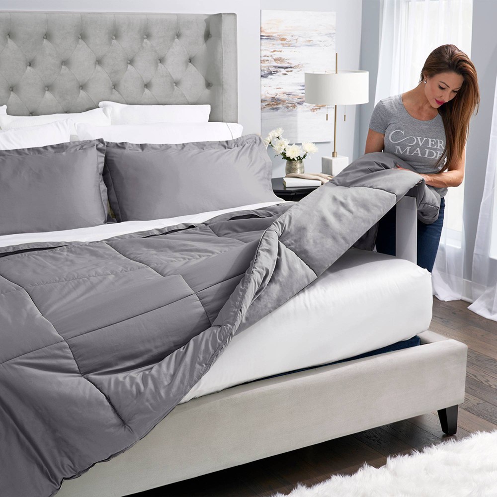 Photos - Duvet Full/Queen Easy Bed Making Down Alternative Comforter Pewter - Covermade