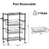 4-Tier Heavy Duty Rolling Utility Cart, Metal Wire Shelving, Lockable Wheels & Handle, 110 lb Per Shelf, Kitchen/Garage/Restaurant Storage - 4 of 4