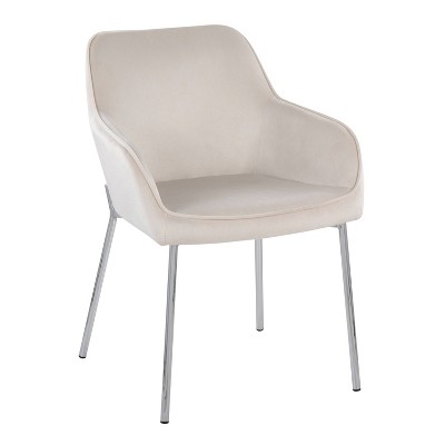 Daniella Cream Velvet and Chrome Steel Upholstered Dining Chair