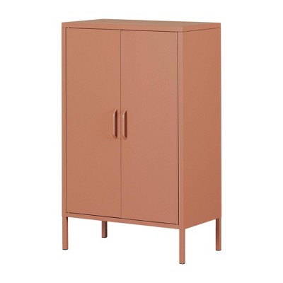 South Shore Crea 2 Door Metal Accent Cabinet Burnt Orange: Adjustable Shelves, Magnetic Closure, Wall Anchor Kit Included