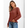 Women's V-Neck Long Sleeve T-Shirt Button Down Ribbed Knit Top Loose Fit Comfort Casual Pullover Shirt for Daily Wear - 4 of 4