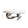 FONTOI 49.2" Marble Oval Coffee Table Modern Center Table Office Sofa Table with Stainless Steel Base for Living Room, Grey, 49.2"* 26.8"*15.8" - 3 of 4