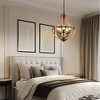 DORESshop 5-Light Farmhouse Deep Wood and Matte Black Iron Chandelier with Boat Anchor Geometric for Kitchen Dining Room Living Room No Bulbs Included - 2 of 4