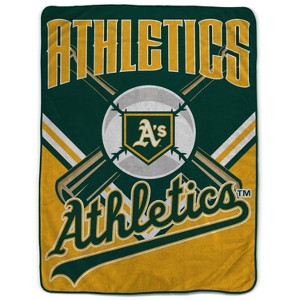 MLB Oakland Athletics On Deck Ultra Cozy Blanket: Sports Team Logo Plush Throw - 1 of 3