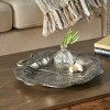 Moda Furnishings Aluminum Leaf-Shaped Decorative Platter – Antique Nickel Finish, Textured Serving Tray for Dining Table or Home Décor - 2 of 4