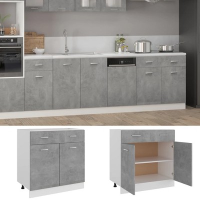 vidaXL Drawer Bottom Cabinet Concrete Gray 31.5 in.x18.1 in.x32.1 in. Engineered Wood